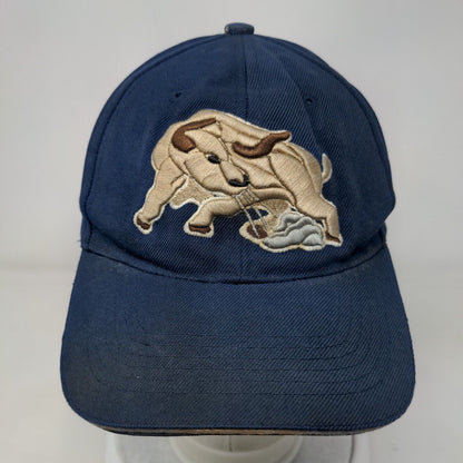 Bull Strapback Hat Blue One Size Embroidered Adjustable 6 Panel
