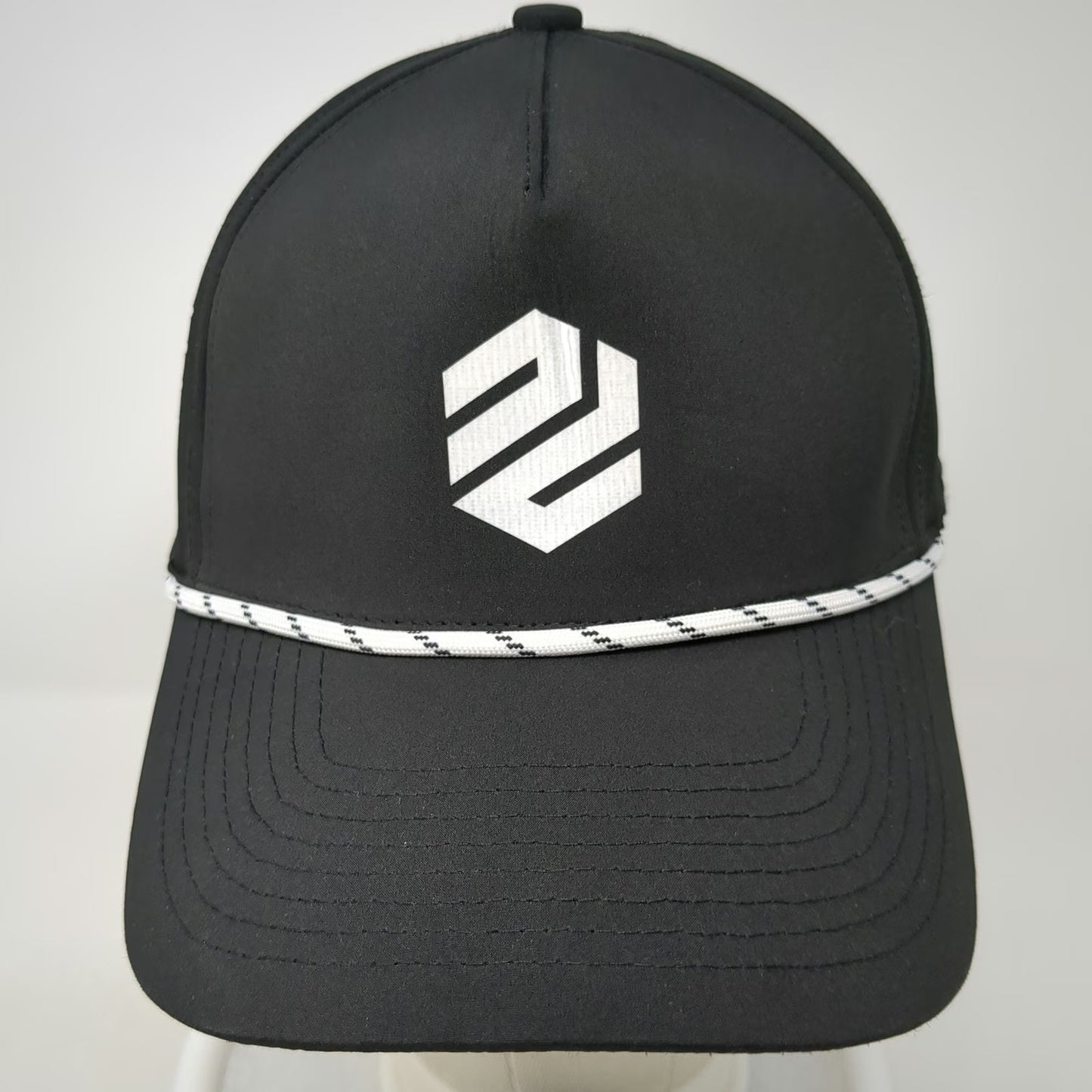 UNIE Trucker Hat Black OSFM Laser Perforated Rope Snapback Performance Logo Cap