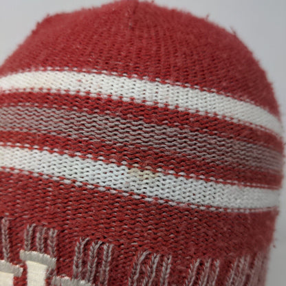 Adidas Men's Knit Beanie Hat Cap Red Striped OSFA Embroidered IU Hoosiers Logo