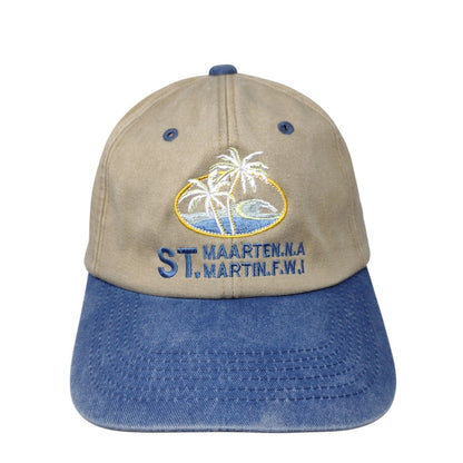 St. Maarten Strapback Hat Multi One Size Embroidered Colorblock 6 Panel