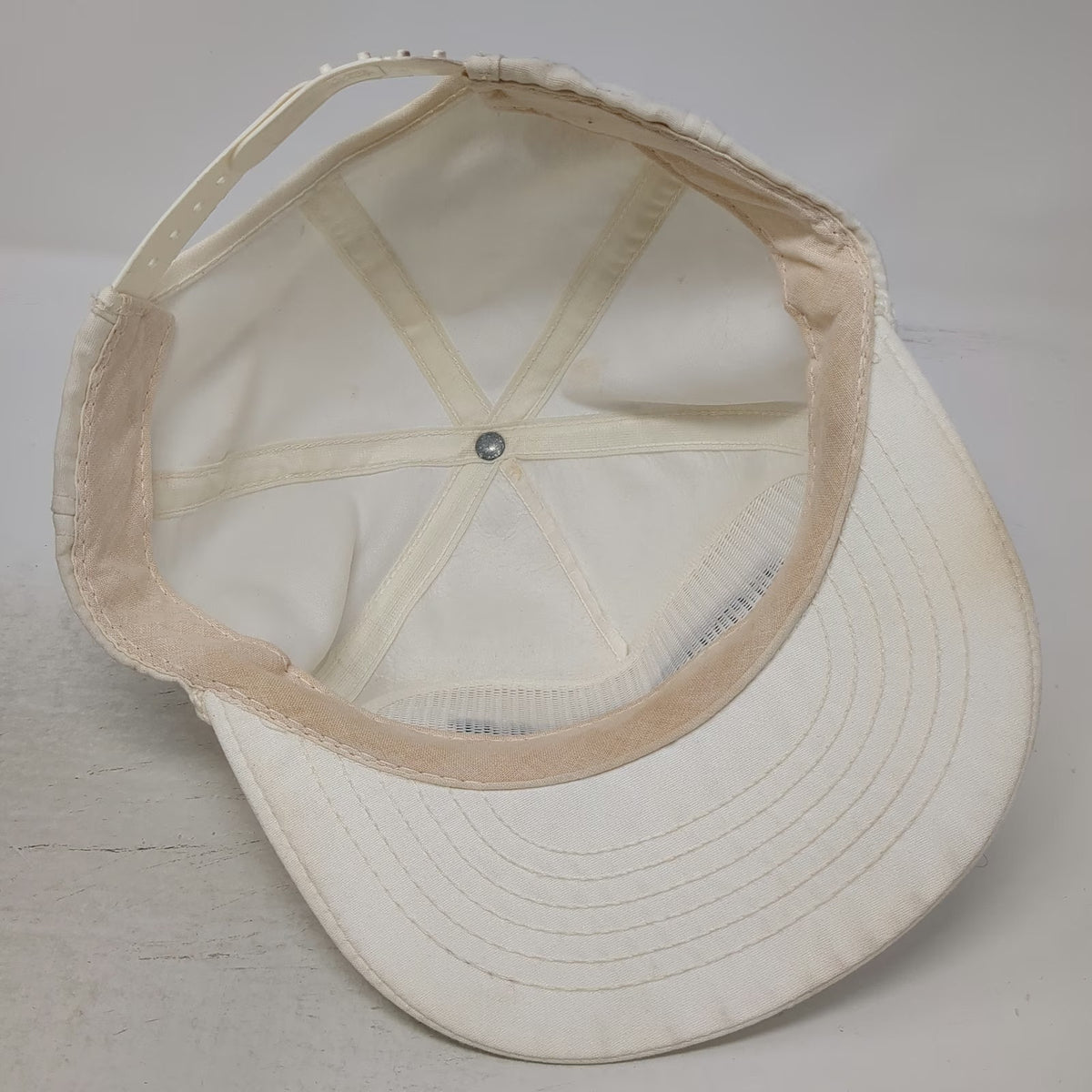 Goodyear Trucker White Vintage Rope Brim Snapback Hat Embroidered Logo Graphic