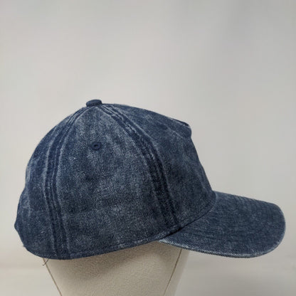 No Boundaries Snapback Hat Blue One Size Adjustable Vented Holes Denim Blank