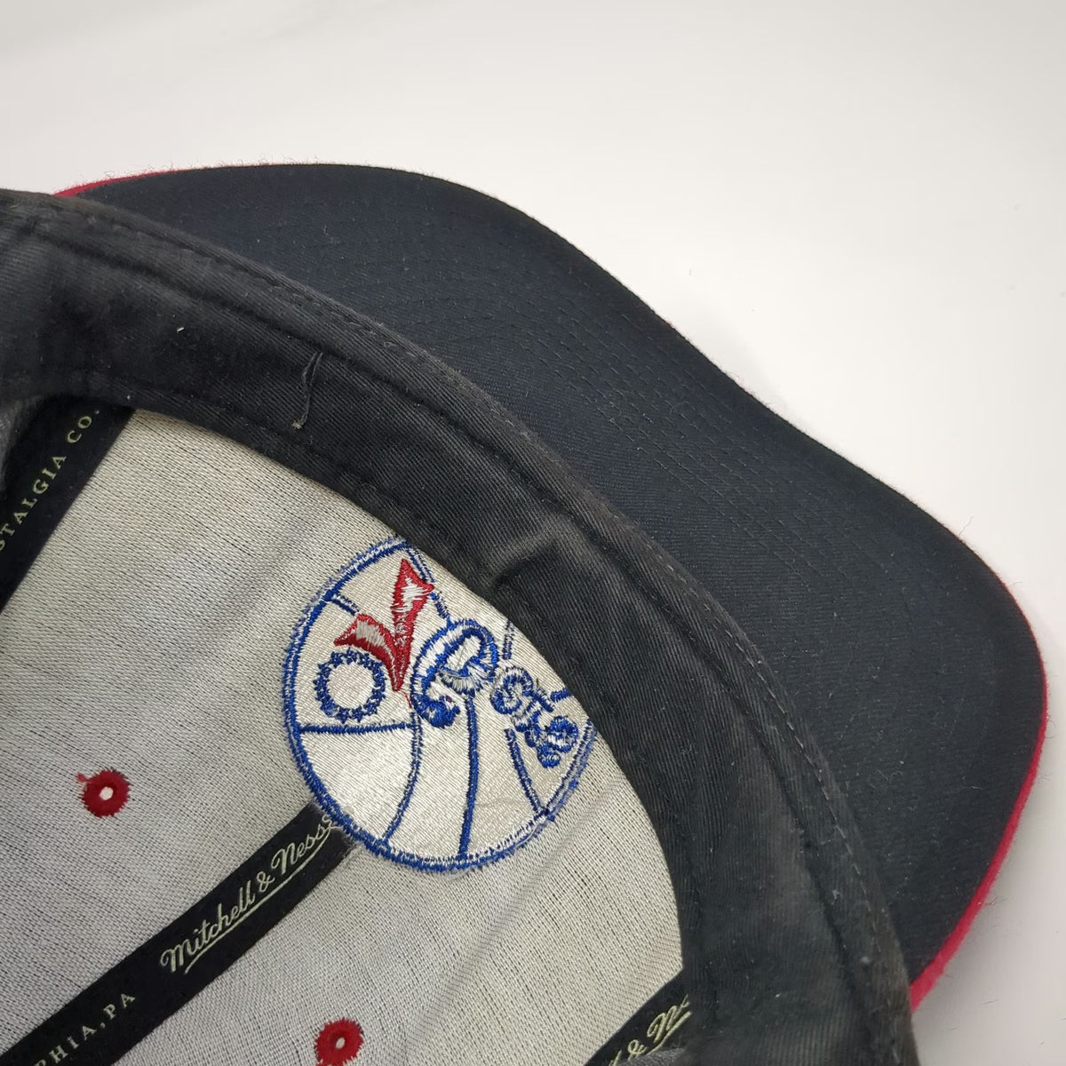 Mitchell & Ness Philadelphia 76ers NBA Hat Gray Red 7 3/4 Fitted Cap Flat Brim