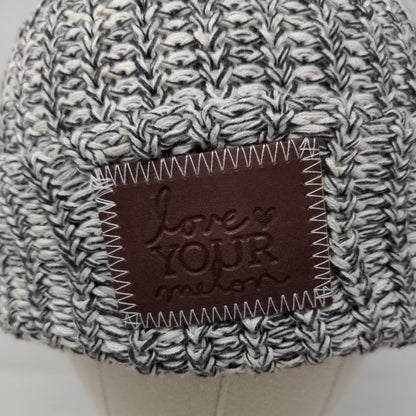 Love Your Melon Beanie Hat Multicolor One Size Hand Knitted Faux Fur Pom Pom