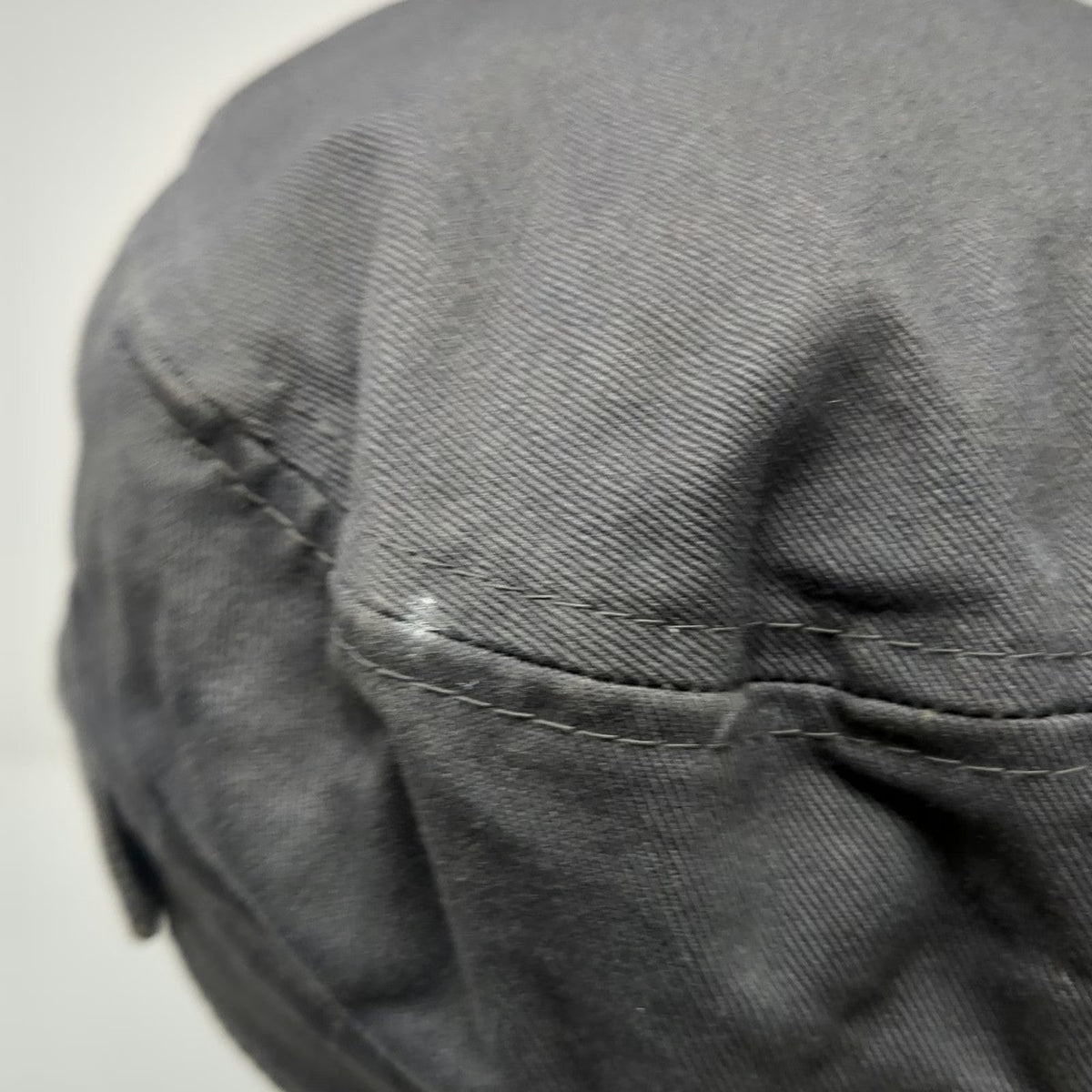 Army Cap Gray One Size Elastic Back Side Button Detail Flat Top Cadet Style Hat
