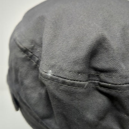 Army Cap Gray One Size Elastic Back Side Button Detail Flat Top Cadet Style Hat