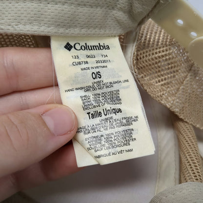 Columbia Trucker Hat Beige One Size Mesh Snapback Patch Logo Polyester Trail