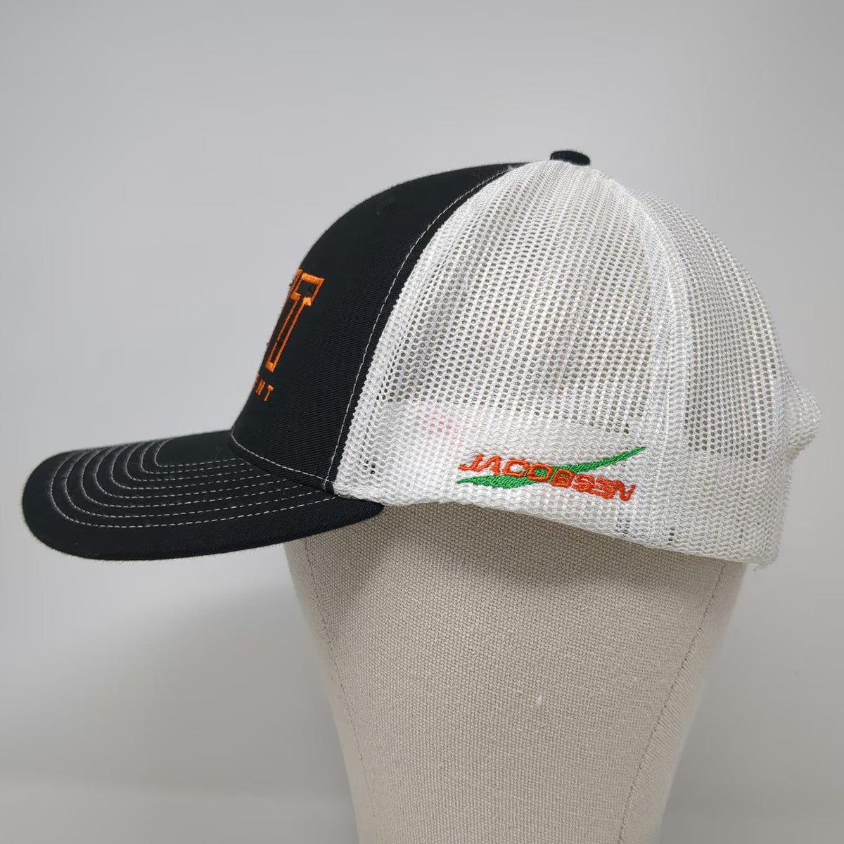 Richardson Trucker Hat Black One Size RMT Equipment Jacobsen Mesh Snapback Brim