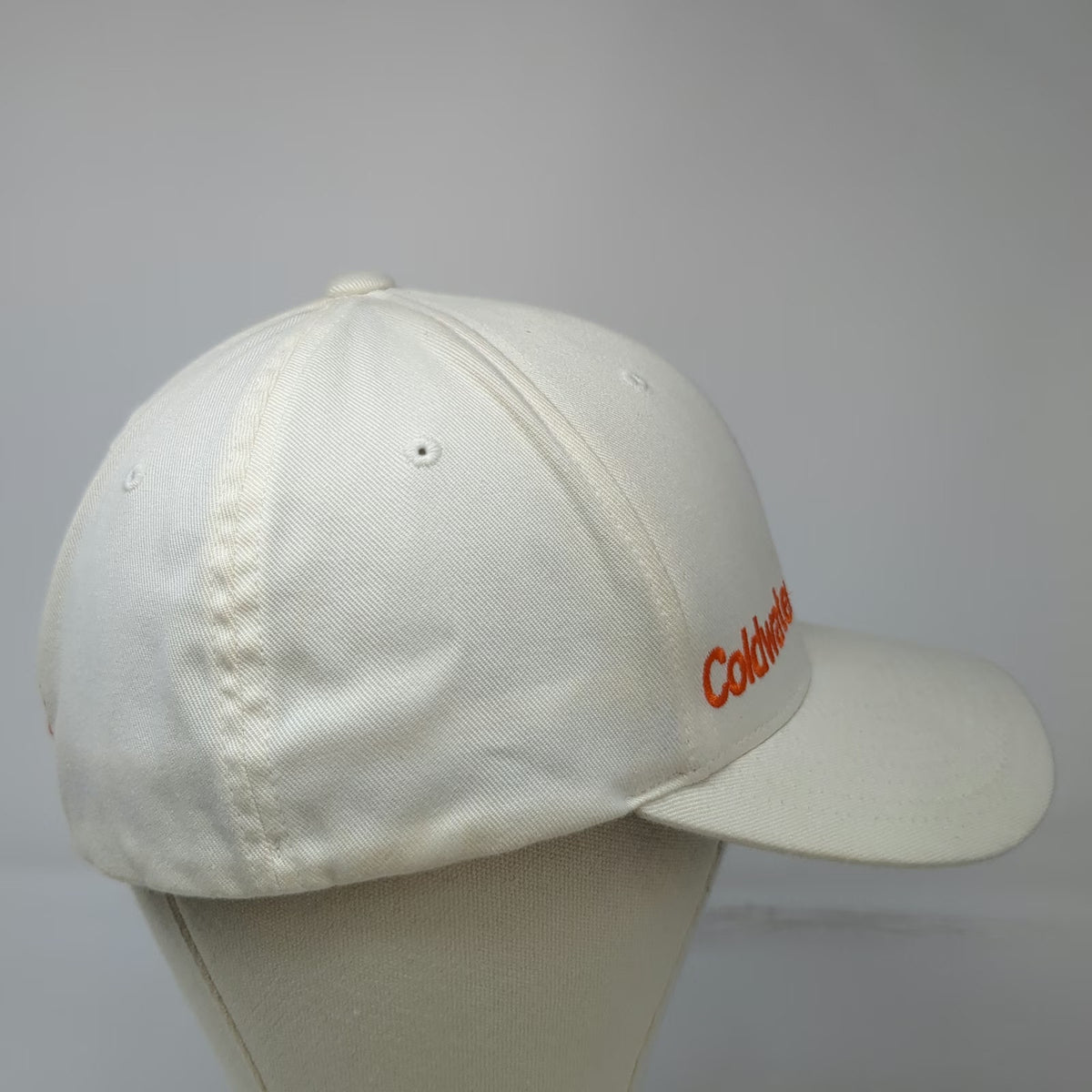 Flexfit Baseball Cap White XL Fitted Coldwater Paint Logo Cattails Hat Graphic