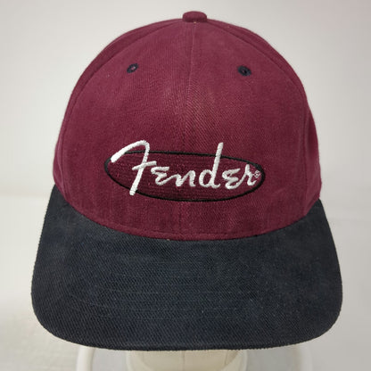 Fender Hat Red Black Snapback USA Made Music Guitar Logo Embroidered Vintage