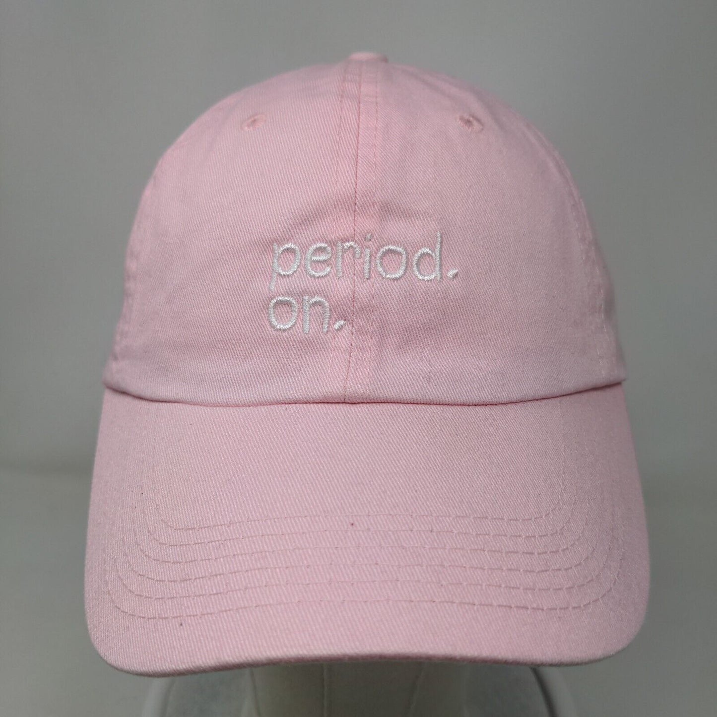 Period. On. Slideback Hat Pink One Size Embroidered Adjustable 6 Panel