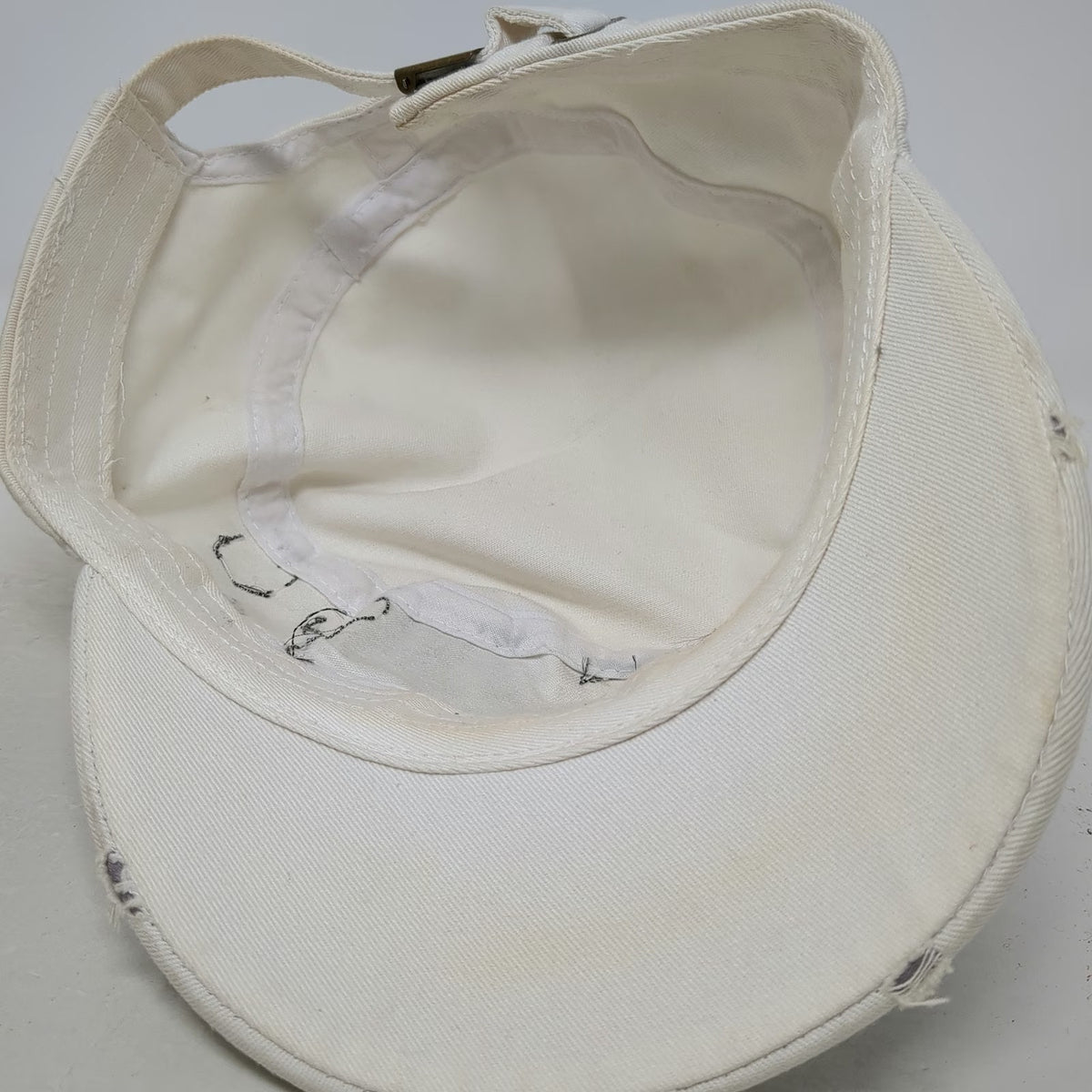 Army Cap Beige One Size Rhinestone Fleur-de-lis Distressed Hat Damask