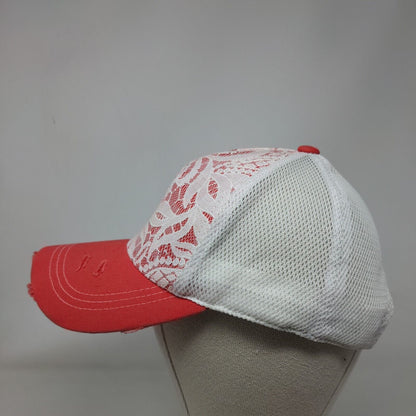Unbranded Snapback Trucker Hat Multicolor OS Mesh Back Lace Trim Distressed