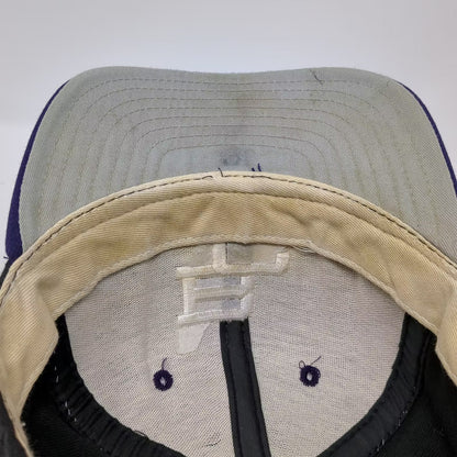 New Era Black Purple BC Interlocking Logo Fitted Cap Hat Size 7 1/8 Made in USA