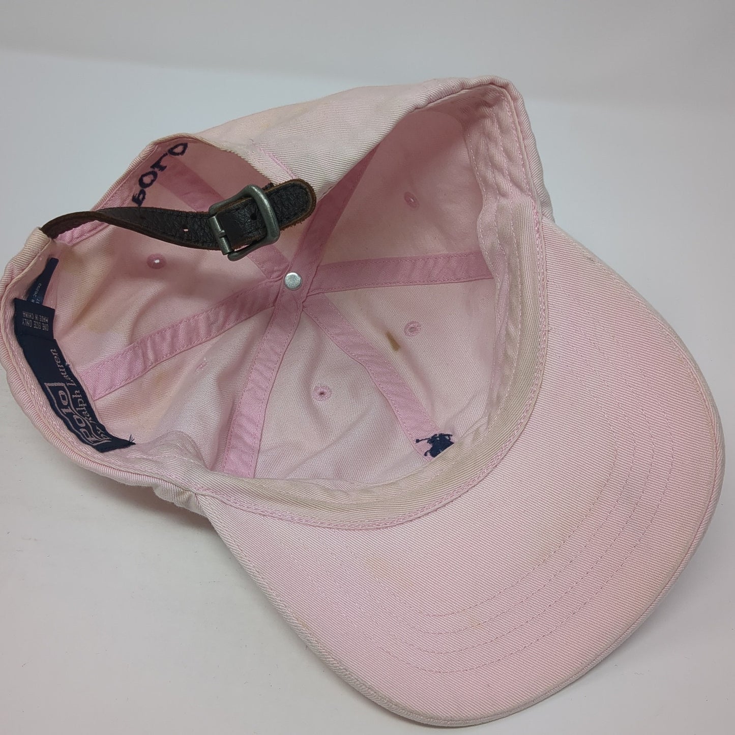 Polo Ralph Lauren Small Pony Slideback Hat Pink One Size Leather Strap