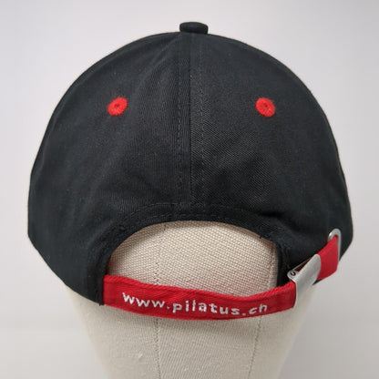 Pilatus Luzern Slideback Hat Black One Size Adjustable Embroidered Cotton