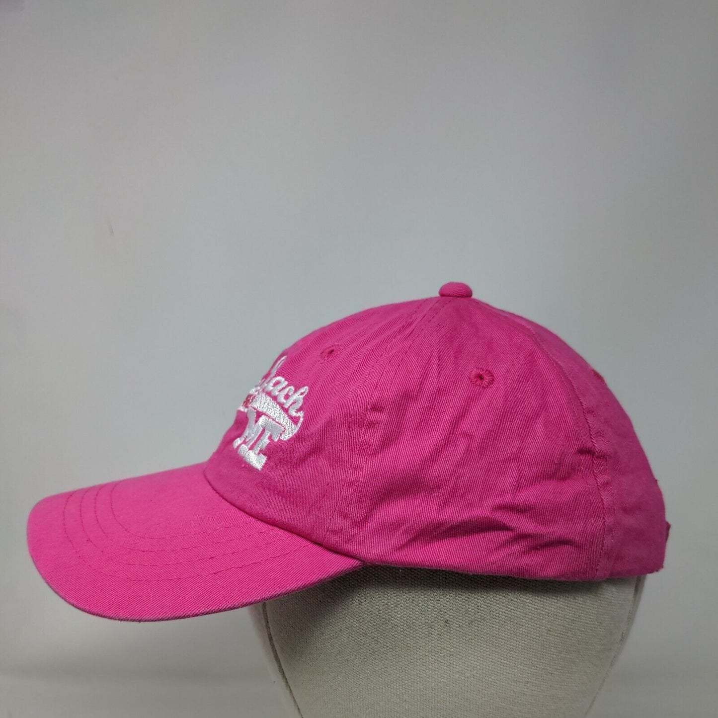York Beach Me Est. 1652 Slideback Hat Pink One Size Embroidered Kid U Not Cotton