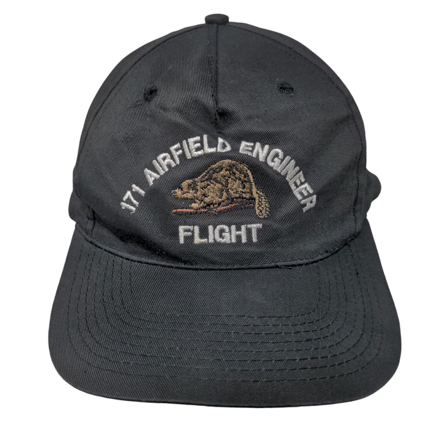 171 Airfield Engineer Flight Snapback Hat Black One Size Embroidered Cotton