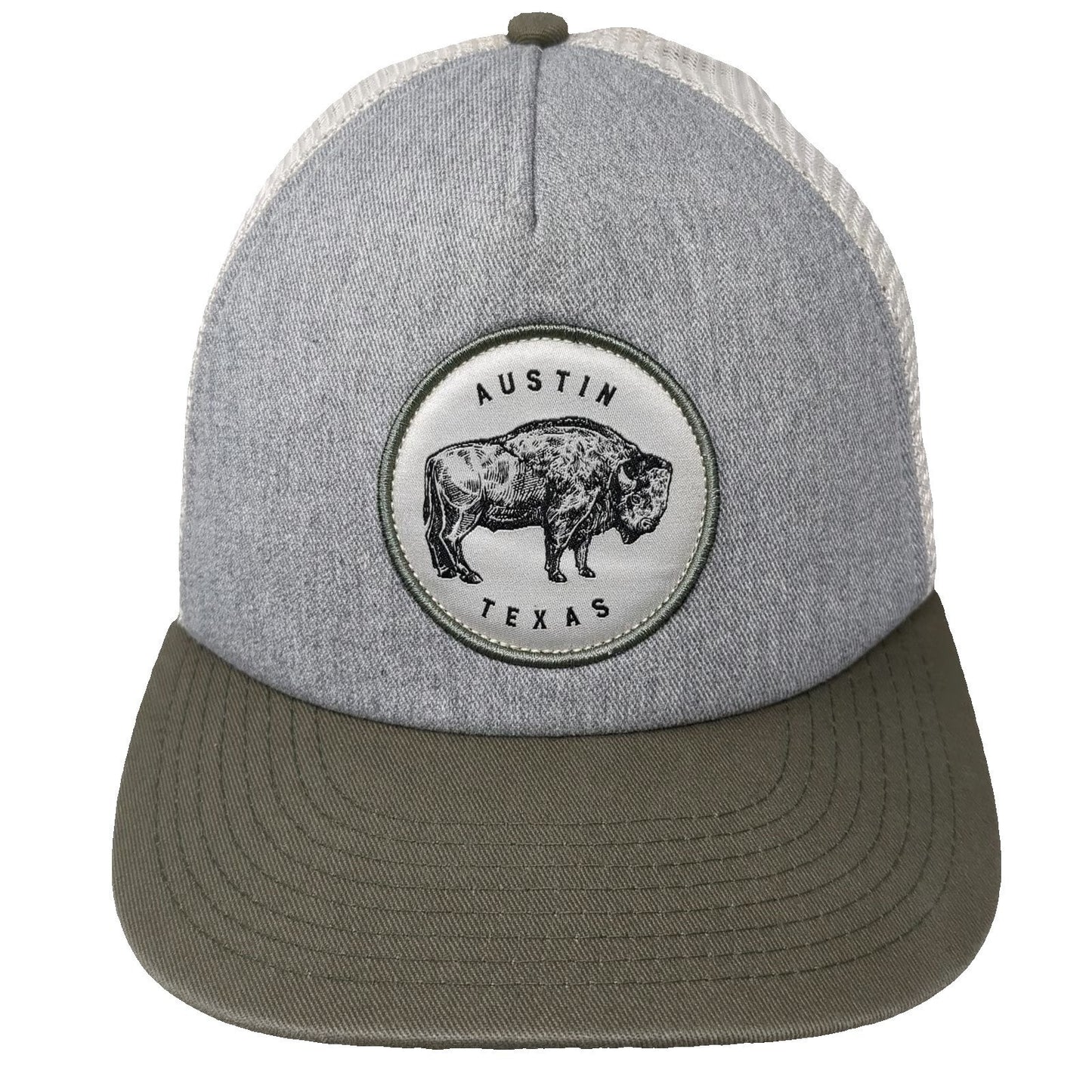 Tyler's Trucker Hat Gray Brown One Size Austin Texas Bison Patch Snapback hat