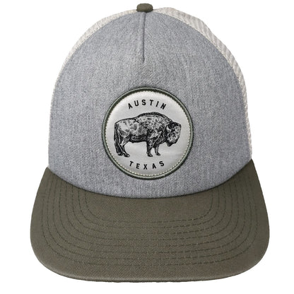 Tyler's Trucker Hat Gray Brown One Size Austin Texas Bison Patch Snapback hat