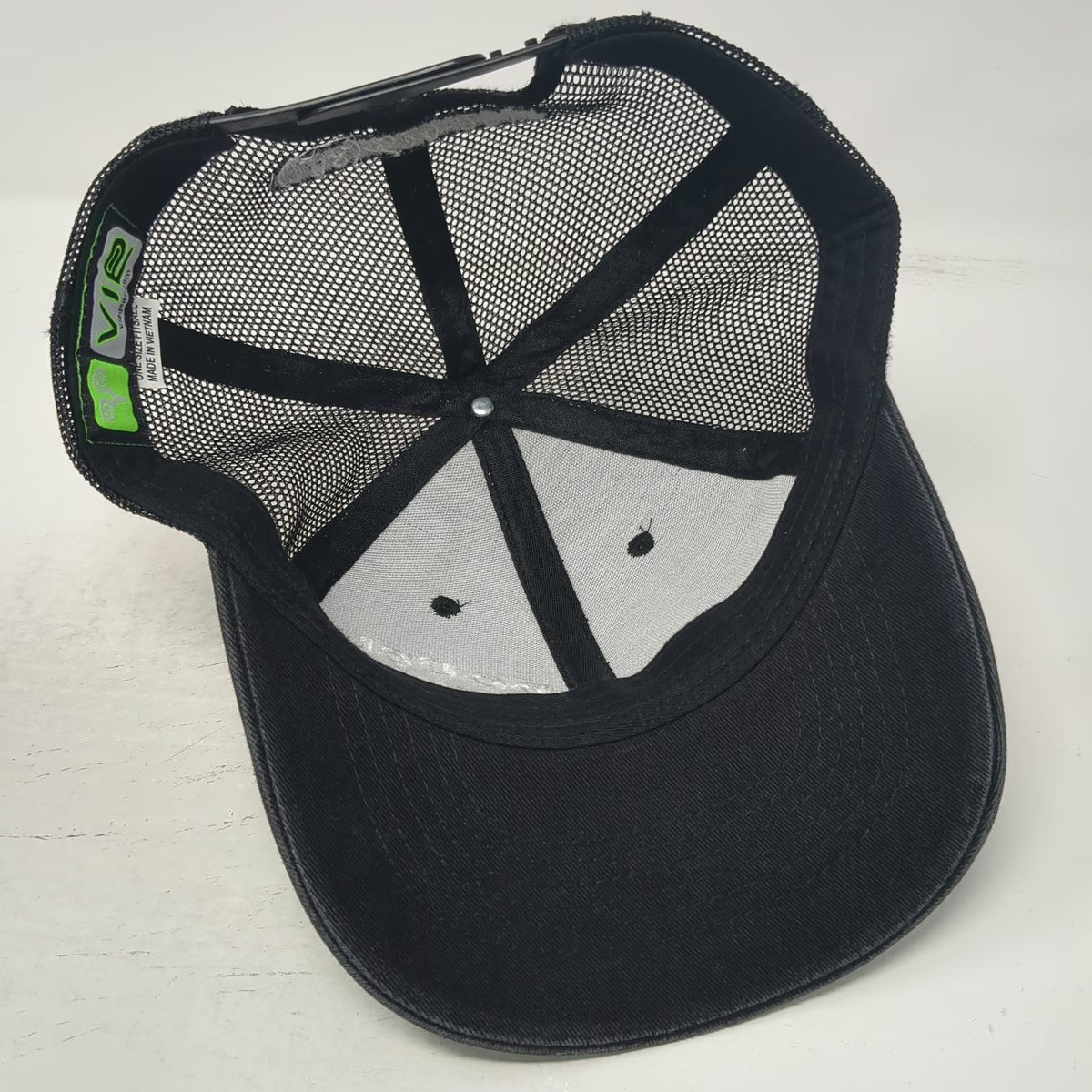 VIE Trucker Hat Black White One Size Snapback Double Trouble Bail Bonds Mesh