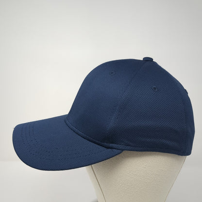 Athletic Works Fitted Hat Blue Medium Solid Vent Holes Stretch Blank