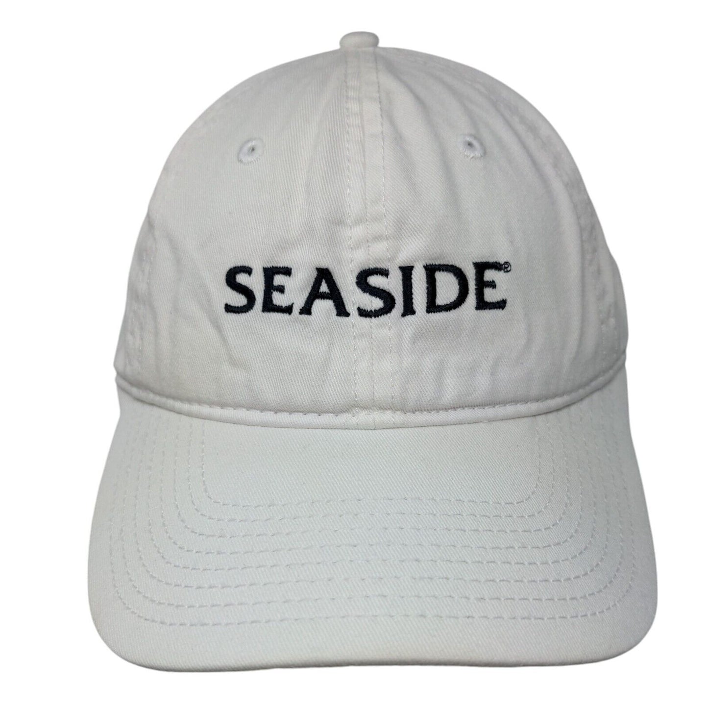 Seaside Strapback Hat White OSFM Adjustable Embroidered Vent Holes