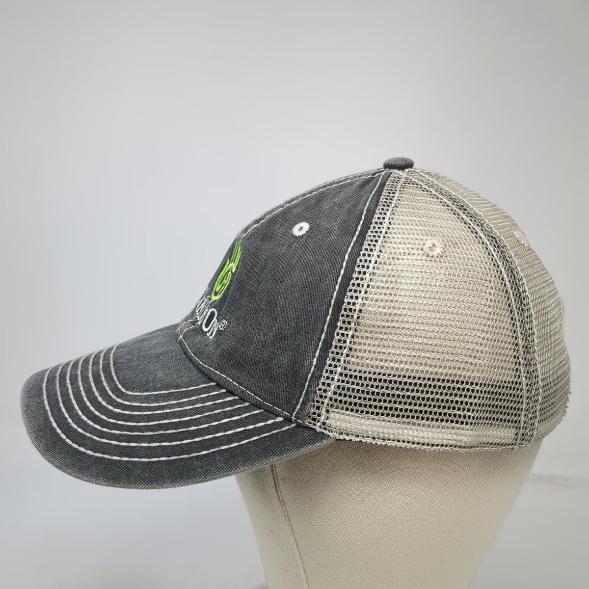 Baseball Cap Gray One Size Mesh Back Strapback Embroidered HandsOn Logo Hat