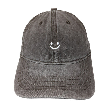 Smiley Face Slideback Hat Brown One Size Adjustable Solid 6 Panel