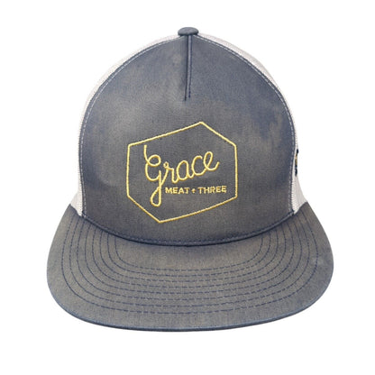 Grace Meat + Three Snapback Trucker Hat Blue One Size Mesh Back Yupoong