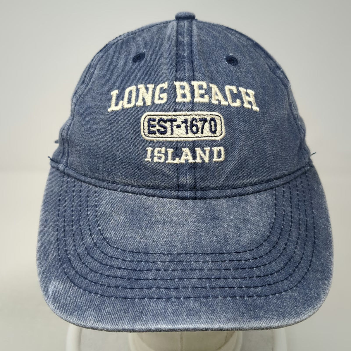 Kaufman Baseball Cap Blue One Size Long Beach Island Est 1670 Slideback Hat