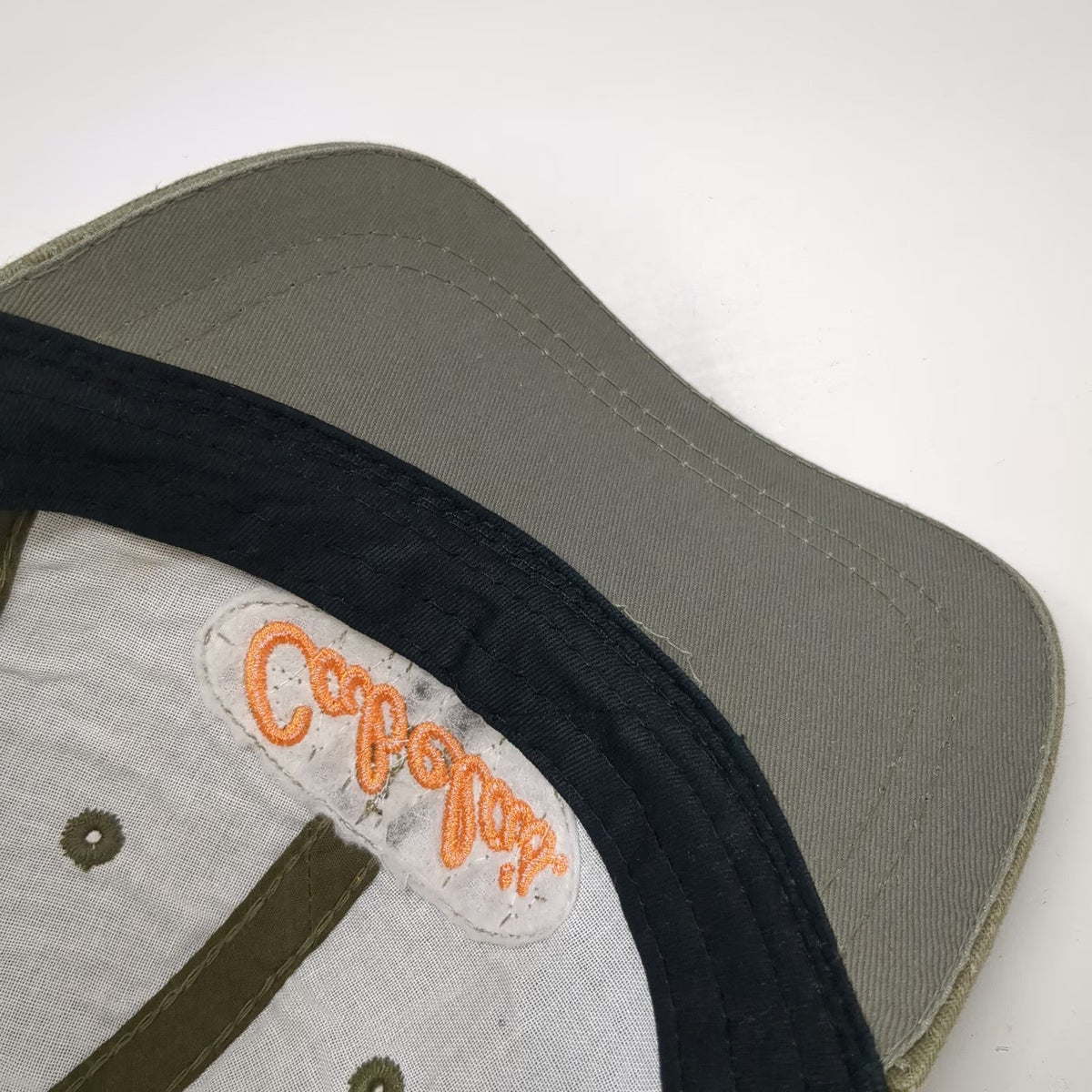 Cabela's Baseball Cap Green Orange One Size Strapback Distressed Patch Logo Hat