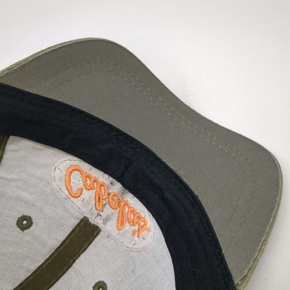 Cabela's Baseball Cap Green Orange One Size Strapback Distressed Patch Logo Hat