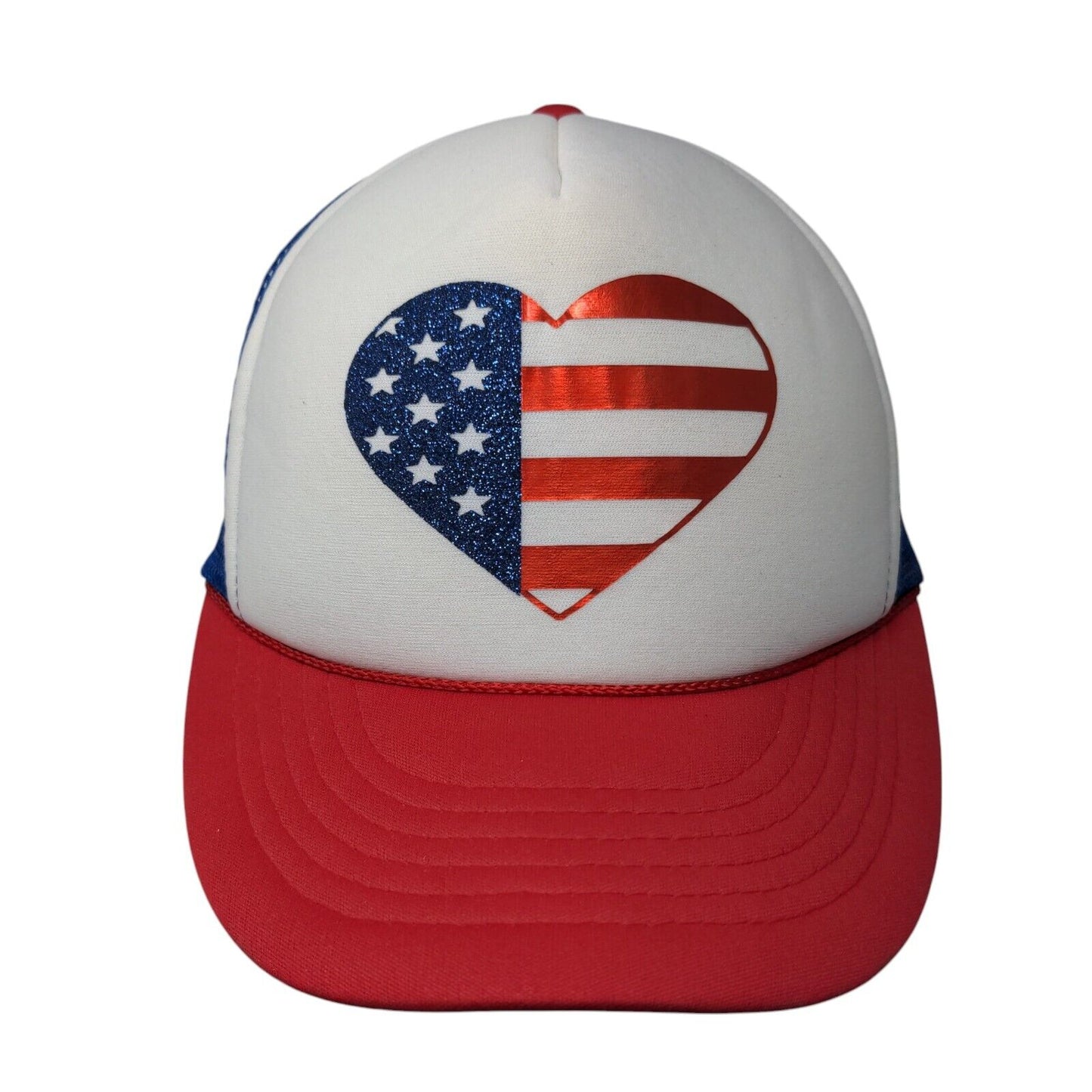 Love American Flag Snapback Trucker Hat Multicolor OSFA Patriotic Rope Cobra