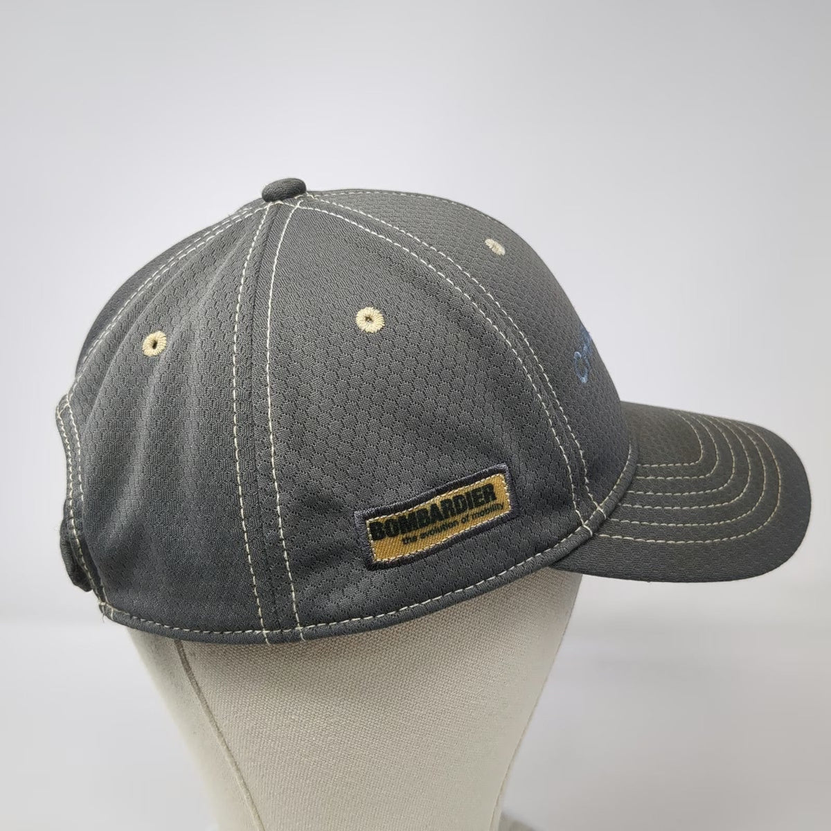 Ahead Gray Baseball Cap One Size Bombardier Challenger Logo Strapback Hat Mesh