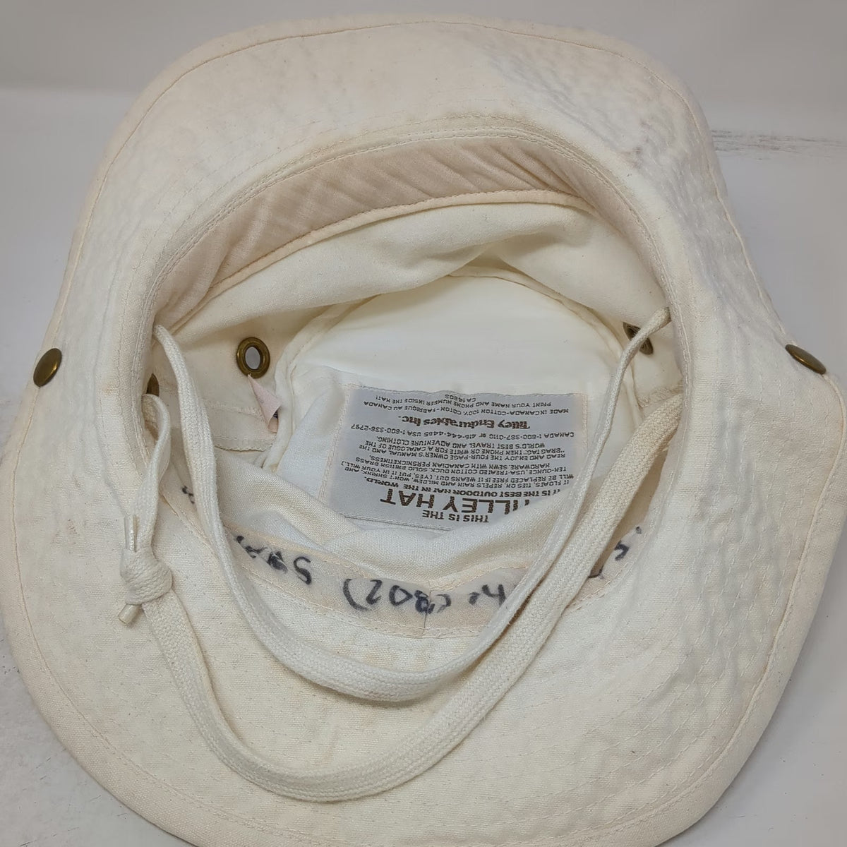 Tilley Boonie Hat Beige 7 1/2 Cotton Duck Made in Canada Float Snap Brim Strap