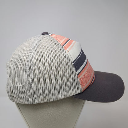 Columbia Trucker Hat Gray Orange White Striped One Size Mesh Back Snapback