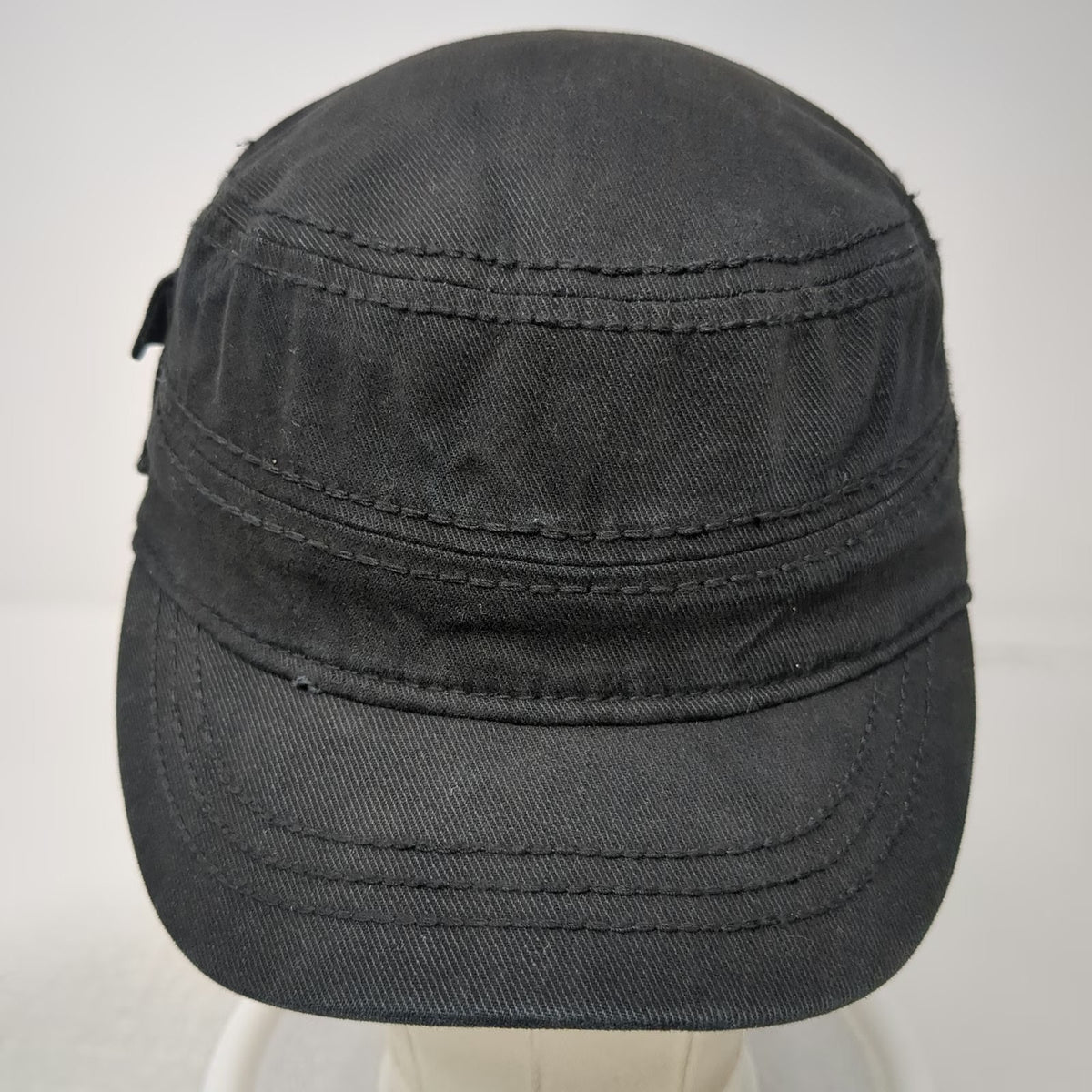 Army Cap Black One Size Side Pocket Cotton Adjustable Solid Cadet Military Hat