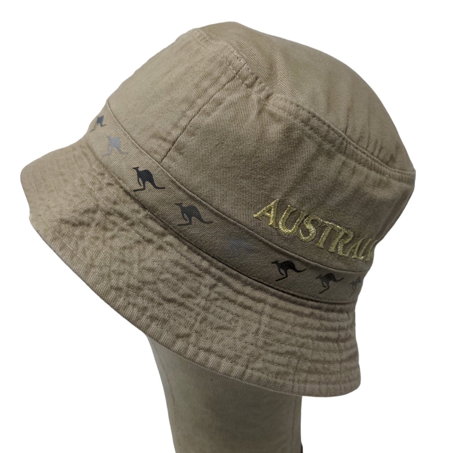 Aussie Design Men's Bucket Hat Tan Embroidered Spell Out Logo Kangaroos