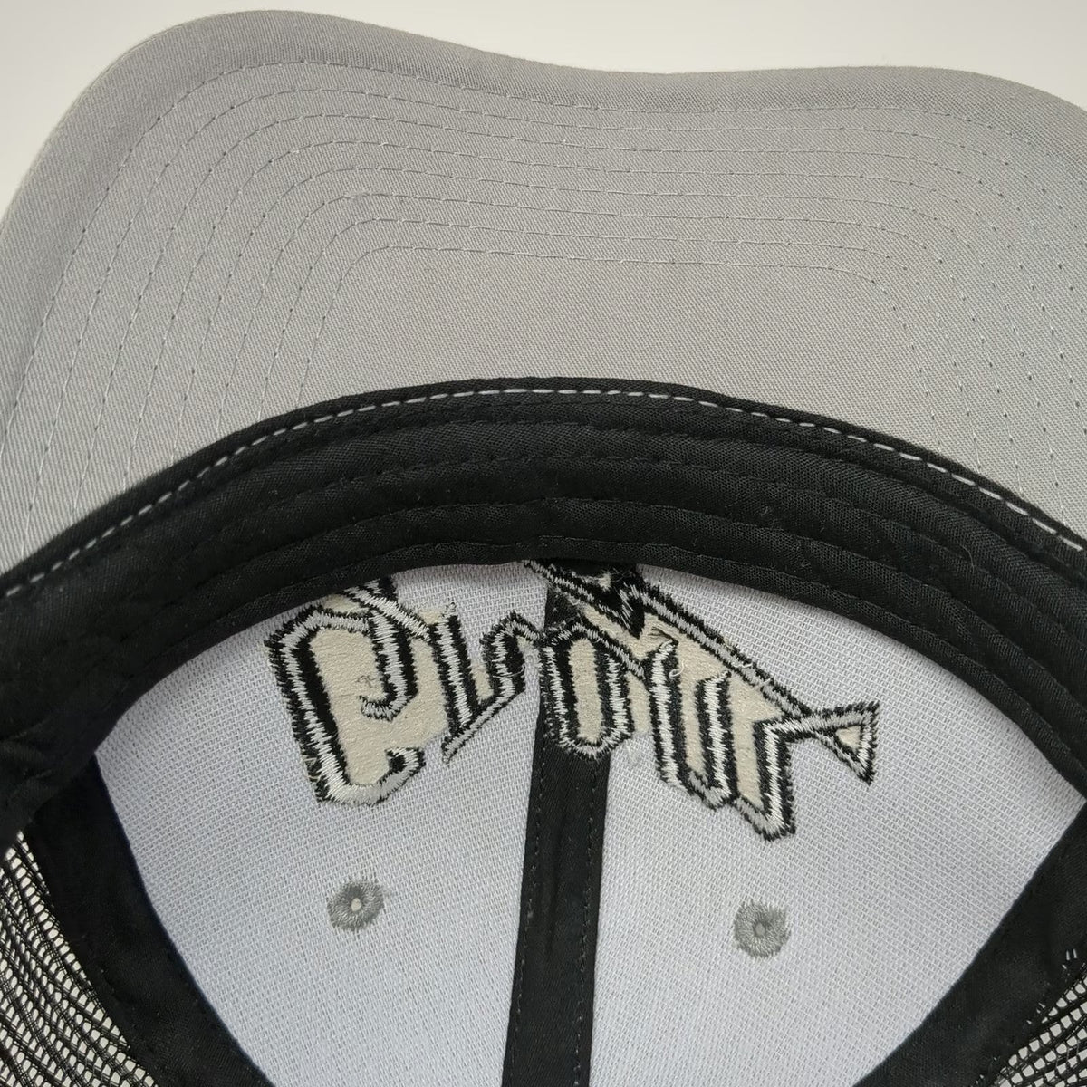 Grom Trucker Hat Gray One Size Mesh Back Snapback Logo Embroidered Baseball Cap