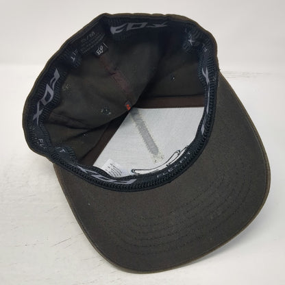 Fox 5 Panel Brown M Hat Flexfit Stretch Fit Embroidered Logo Fitted Cotton