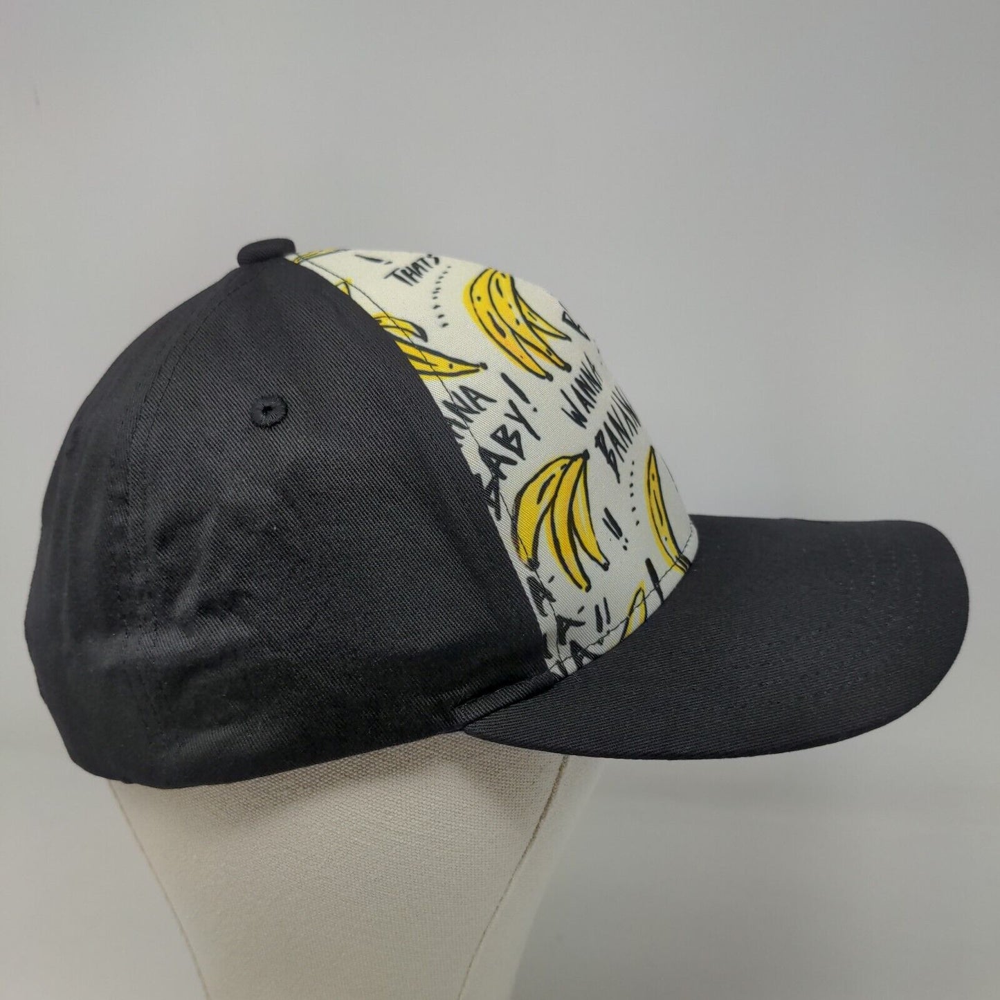 Unbranded Men's Snapback Hat Black White Graphic Bananas Logo