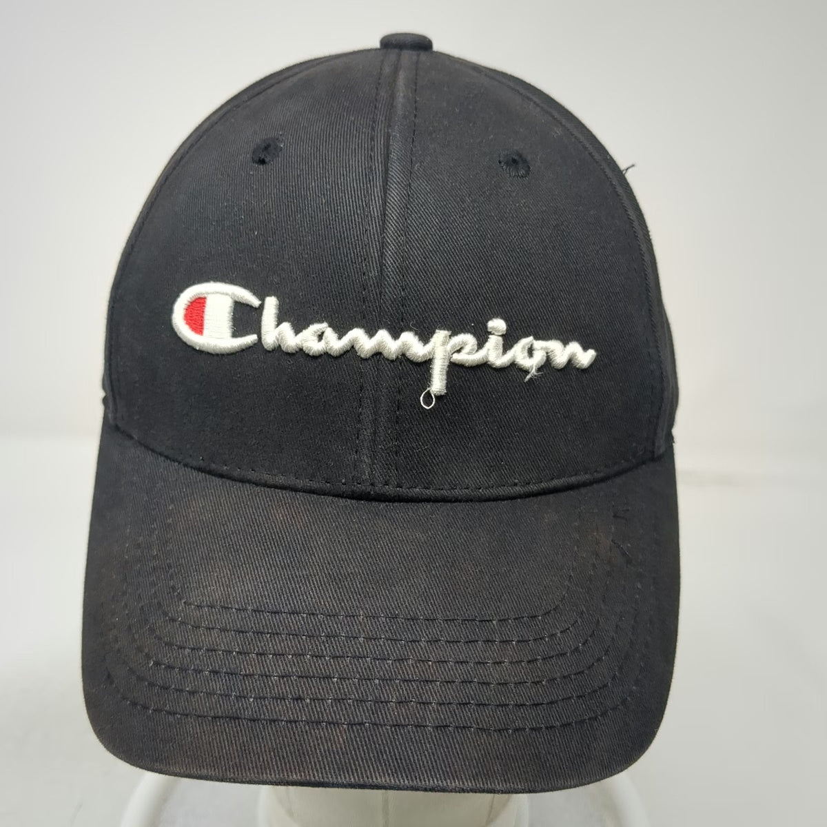 Champion Baseball Cap Black One Size Adjustable Slideback Embroidered Script Hat
