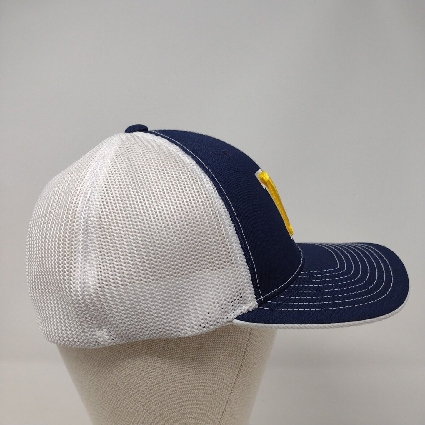 Letter M Fitted Trucker Hat Blue 6 7/8-7 3/8 Blue Embroidered Pacific Headwear