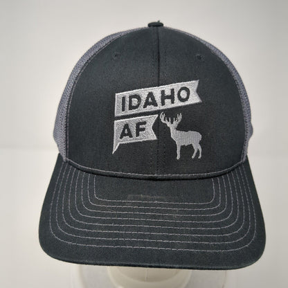 Idaho AF Snapback Trucker Hat Black One Size Adjustable Mesh Back Richardson