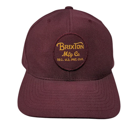 Brixton Mfg Co Snapback Hat Red OSFA Adjustable Embroidered Vented Holes 6 Panel