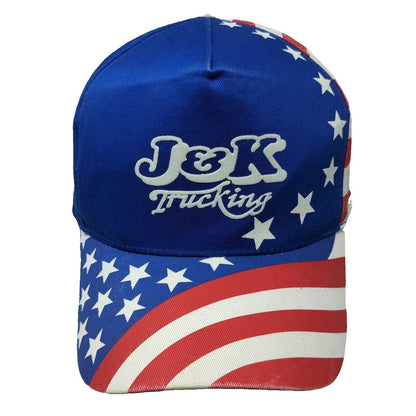 OTTO 5 Panel Blue Red White One Size J&K Trucking American Flag Snapback Hat