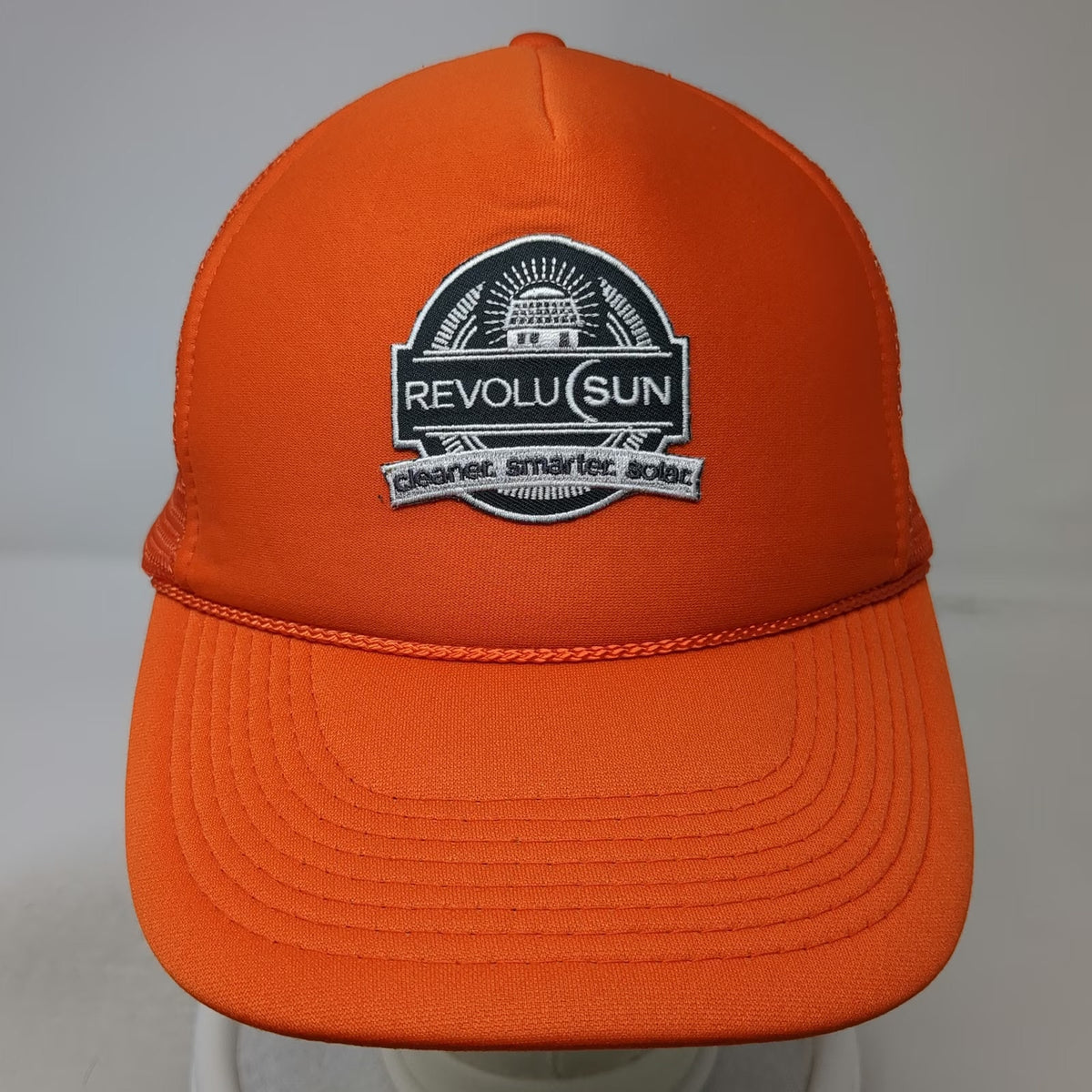 Otto Trucker Hat Orange One Size Mesh Back Snapback RevoluSun Solar Energy Patch