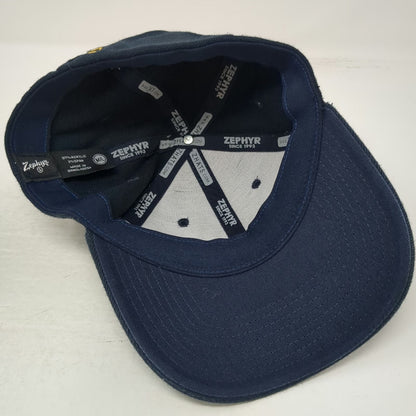 Zephyr Baseball Cap Blue L Stretch Fit Pop Logo Hat Acrylic Spandex Embroidered