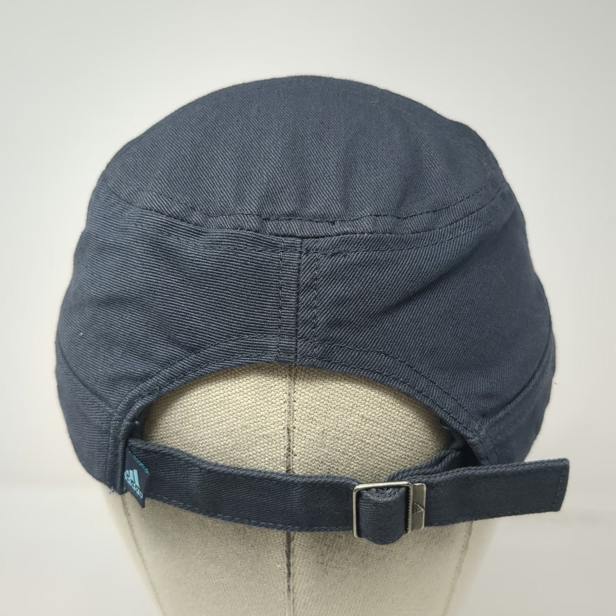Adidas Army Cap Gray One Size Adjustable Cotton Hat Slideback Blue Patch Logo